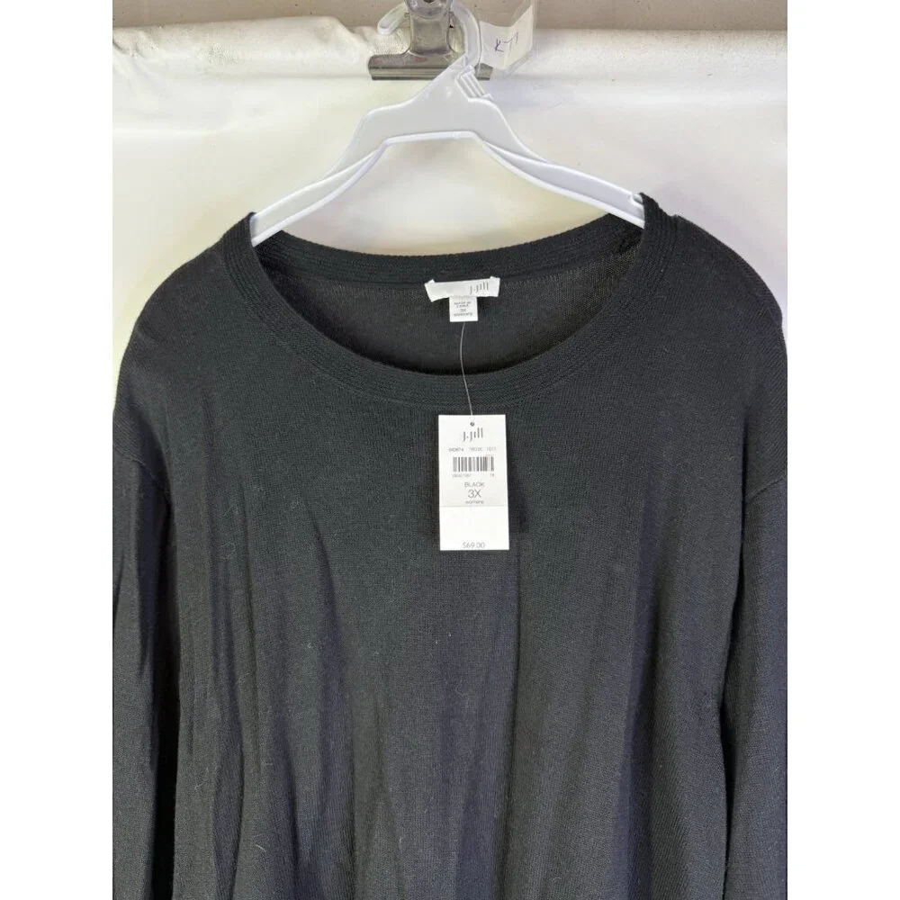 New J.Jill Cotton Lightweight Tunic Sweater Black - Picture 4 of 7